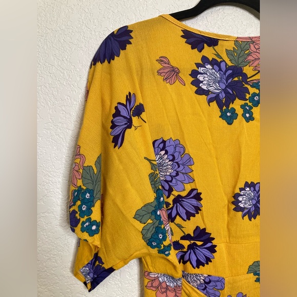 NWT Ivory Love Maxi Dress Short Sleeve Tie Waist Button Front V Neck Floral - Picture 12 of 13